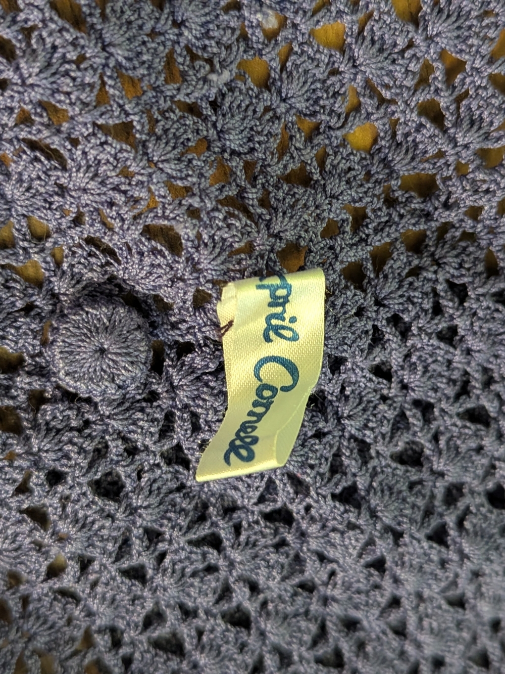 April Cornell Cardigan Sweater Vtg Size L Crochet Cotton Purple Flower Granny - Picture 6 of 6